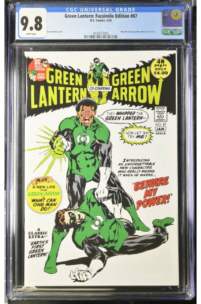 Green Lantern #87 Facsimile Edition CGC 9.8 Second appearance of Guy Gardner; First appearance of John Stewart