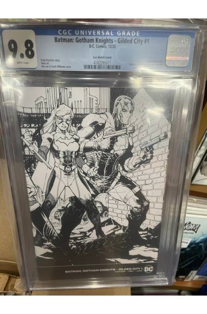 Batman: Gotham Knights – Gilded City #1 Cvr E Inc 1 IN 50 Jim Lee & Scott Williams Wraparound Black & White Card Stock Var CGC 9.8