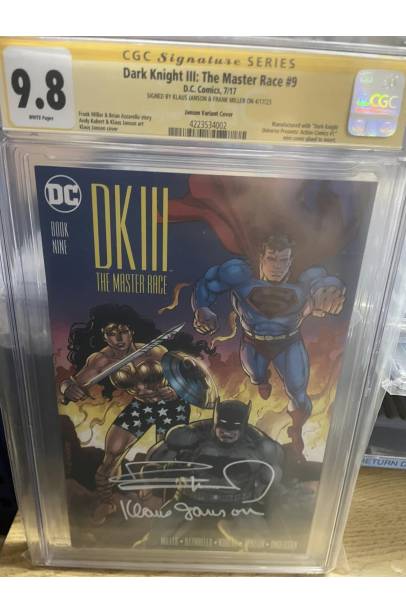 The Dark Knight III: The Master Race #9 1 in 25 CGC Signature Series 9.8 Signed by Frank Miller and Klaus Janson