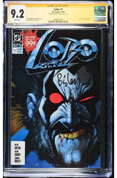 Lobo #1 (1990 ) signed by SIMON BISLEY CGC 9.2