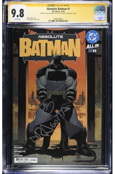 Absolute Batman #1 First Print SIGNED BY NICK DRAGOTTA & SIGNED BY SCOTT SNYDER