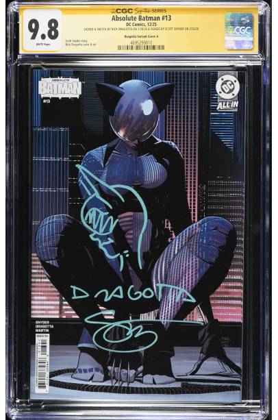 Absolute Batman #13 1 in 25 Nick Dragotta Stealth Mode CGC 9.8 SIGNED & SKETCH BY NICK DRAGOTTA & SIGNED BY SCOTT SNYDER