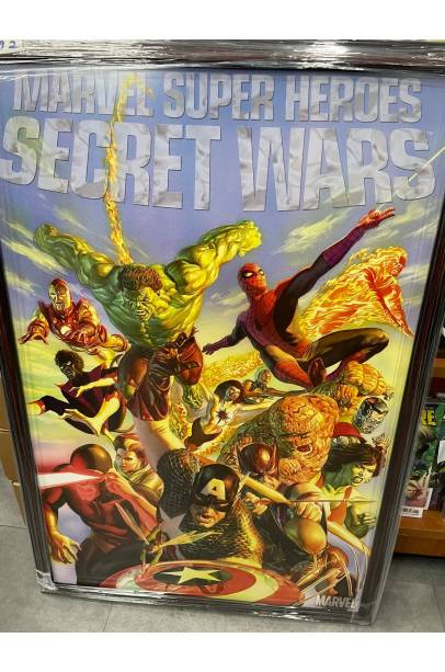 SECRET WARS POSTER BY ALEX ROSS WITH CUSTOMISED WOOD AND NON REFLECTIVE GLASS