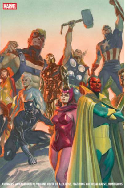 0   AVENGERS: ARMAGEDDON #1 ALEX ROSS MARVEL DIMENSIONS VARIANT(will come with an EXCLUSIVE Magic: The Gathering promo card!)
